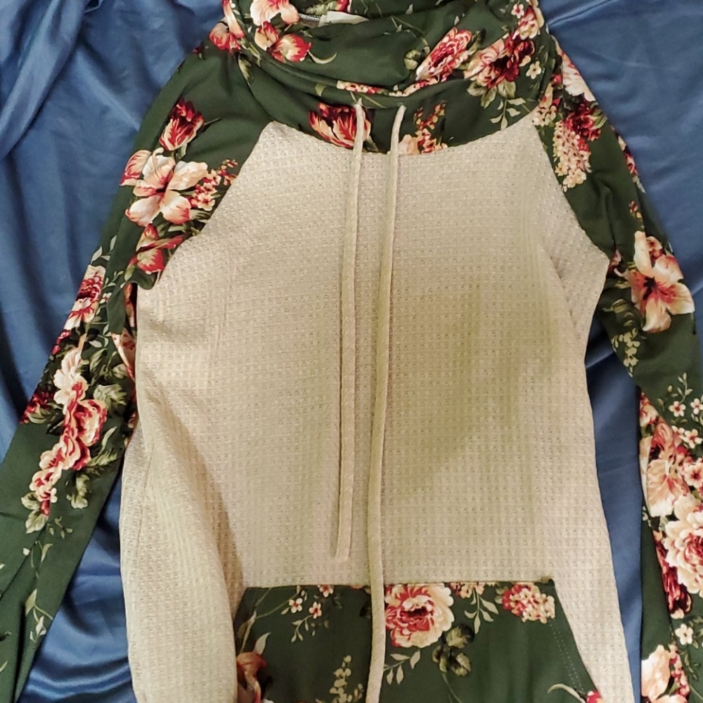 Mindy Mae's Market Floral Waffle CowlNeck Hoodie